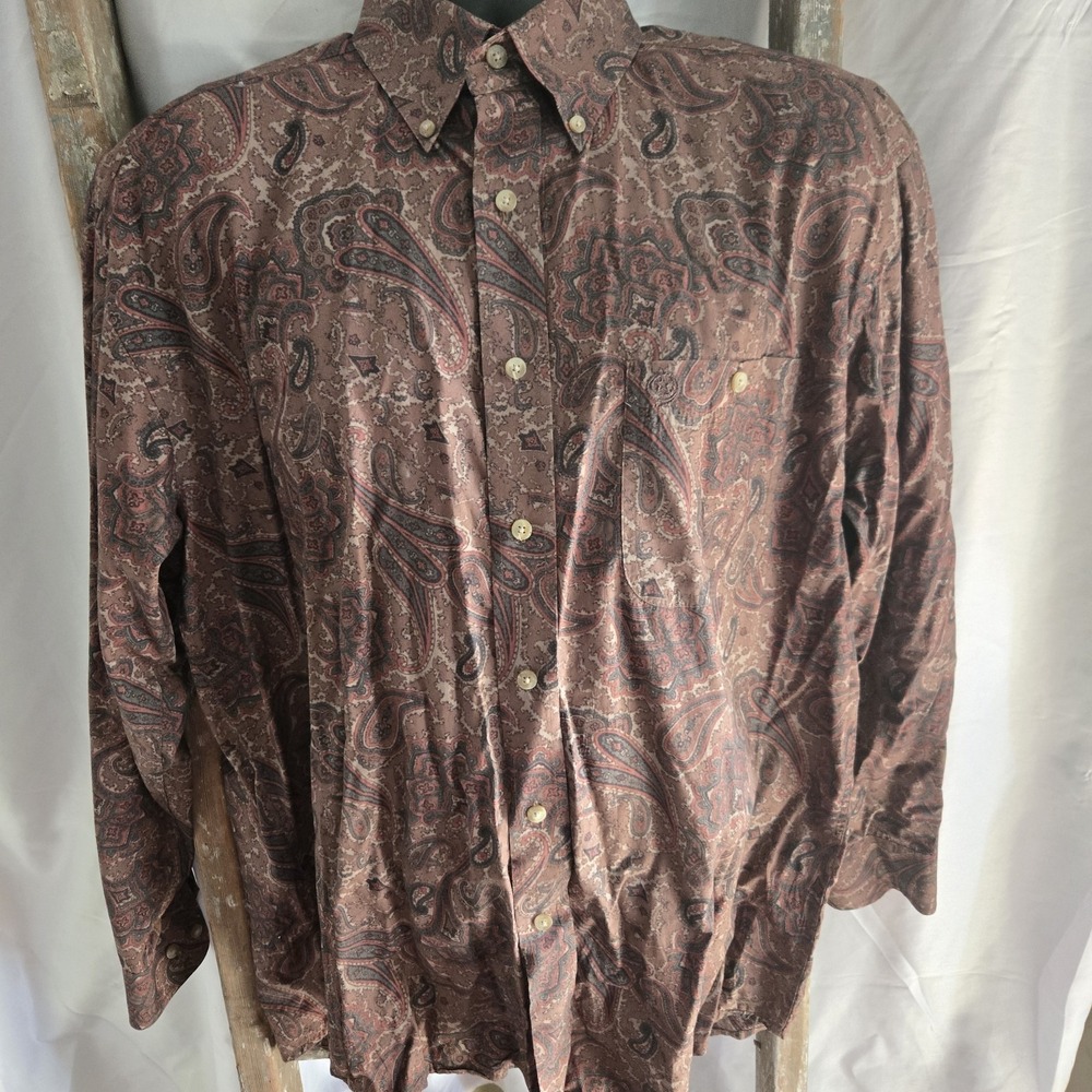 George STRAIGHT WRANGLER paisley Shirt Casual Sz L